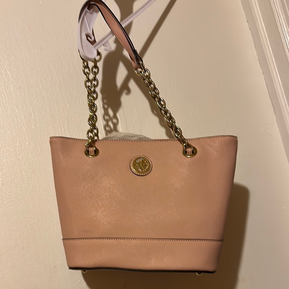 Pink Leather Tote Bag